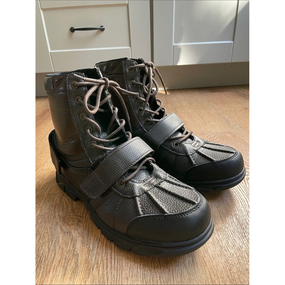 Nautica Kressler Mens Brown Lace Up Duck Boots Size 9.5 Ankle Strap Rugged Lug